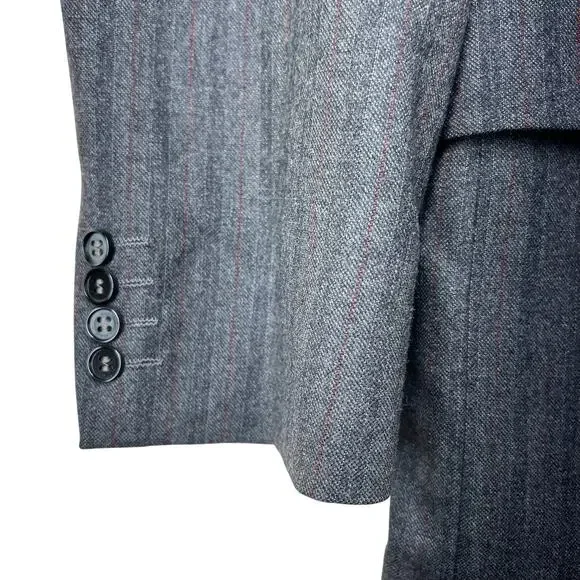 Virgin Wool Pinstripe Sport Coat 40RCambridge Vintage Gray Tailored Blazer
